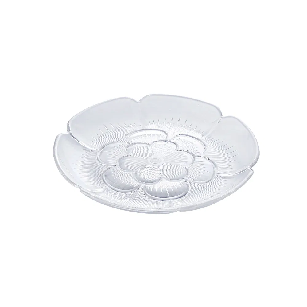 Elegant Floral Petal Serving Bowl Polished Plastic Fruit/Dessert Plate with Leaf Design