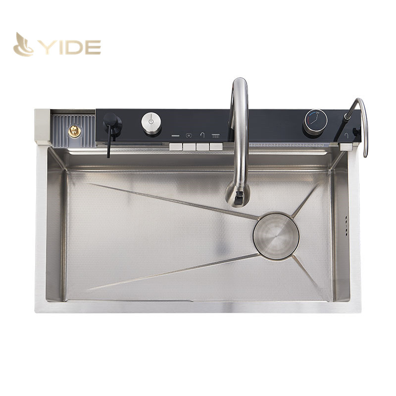 Sleek Black Stainless Steel Smart Sink Suitable for Home and Hotel Use