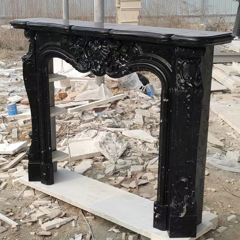 Interior Decoration Black White Nero Marquina Marble Fireplace Mantles