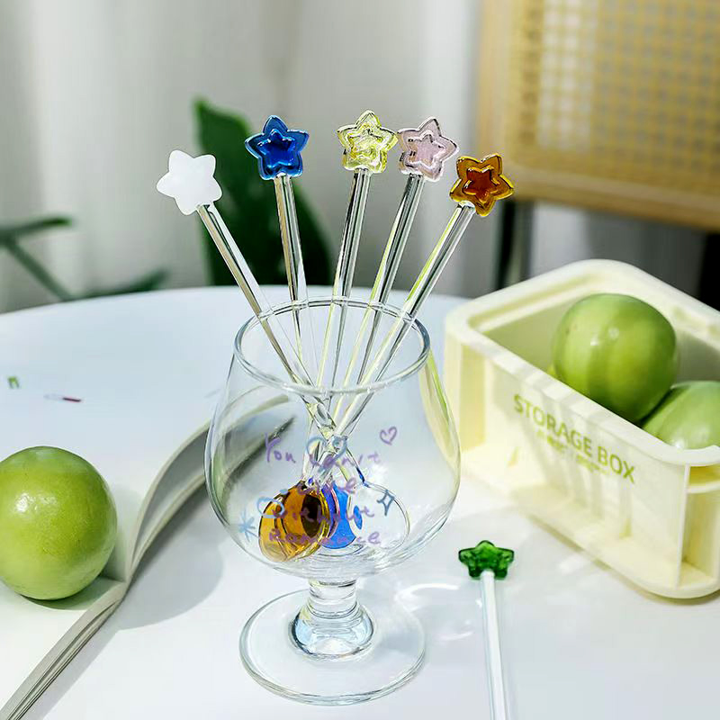 OEM High Temperature Resistant Oat Yogurt Coffee Glass Breakfast Colorful Round Glass Spoon