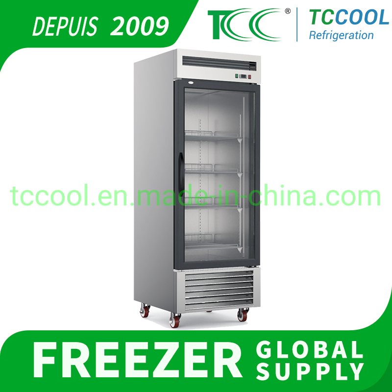 Kitchen Catering Solution Upright Refrigerator Stainless Steel Single Door Freezer