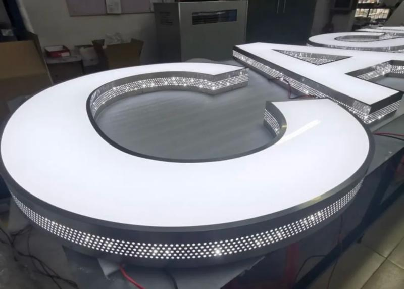Illuminated Punched Slot Letters Mirror 3D Logo Signage