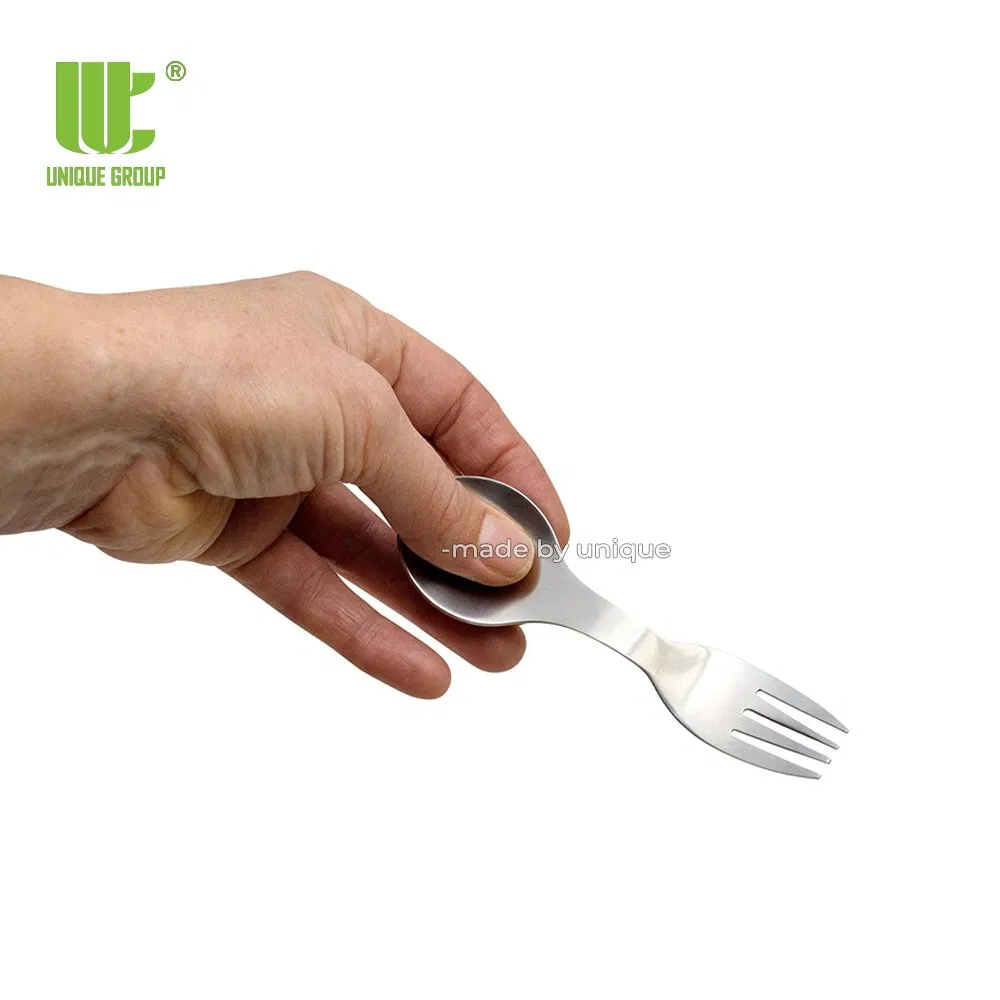 2-in-1 Stainless Steel Spoon Fork Combo Reusable Utensil for Outdoor Lunch Box and Camping Meal Set OEM