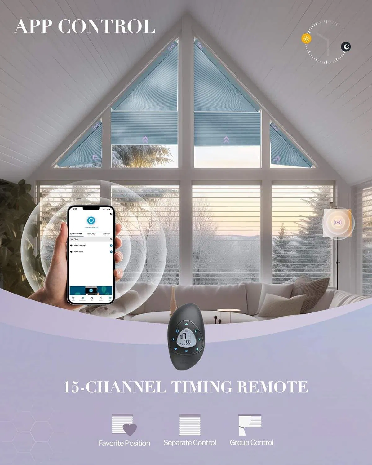 Luxurious Fashion Fabric Cellular Smart Control Irregular Honeycomb Blinds for Indoor Windows