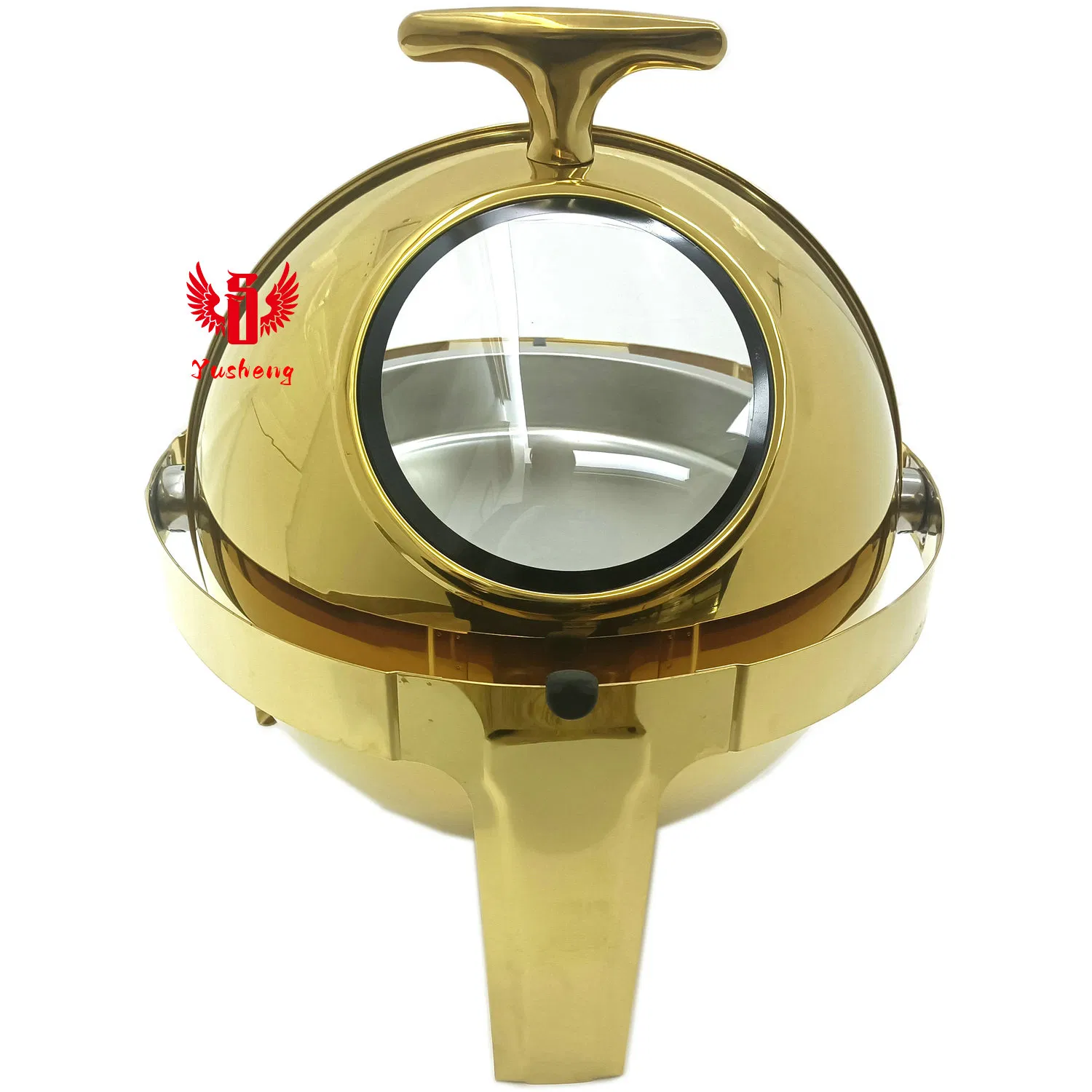 Roll Top Stainless Steel Chafing Dish Golden Color with Visible Lid 6L Glass Window