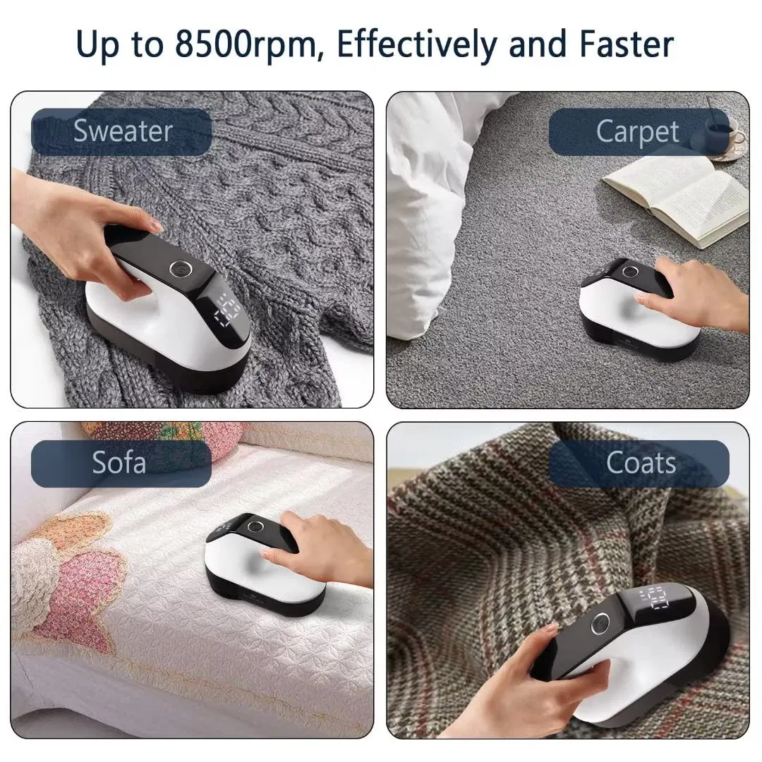 LED-Digital-Display 3-Speeds 6-Leaf Blades Electric Fabric Sweater Shaver Rechargeable Pill Lint Remover