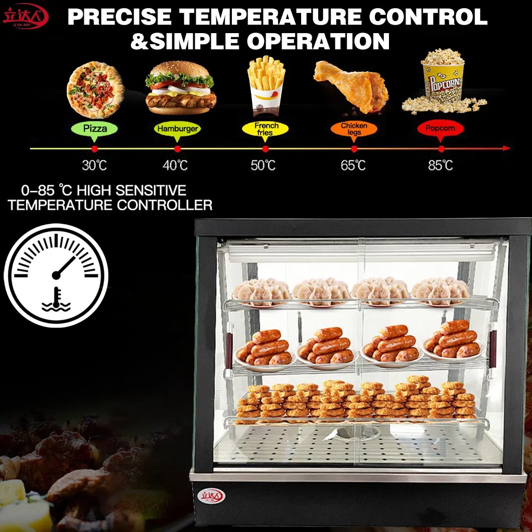 Curved Glass 3-Layer Kitchen Food Warming Display Ld-621 (Electric, Pizza)