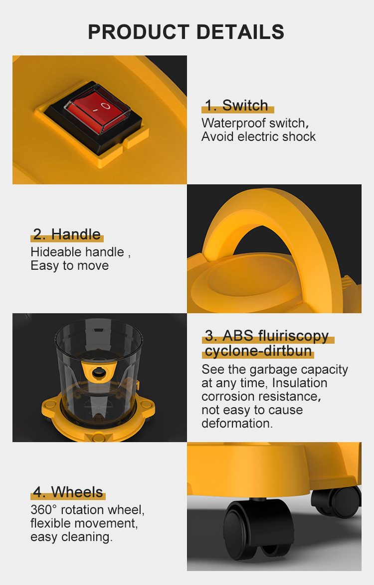 Factory 18000PA 1000W Handheld Uprigh Canister Wet and Dry Vacuum Cleaner