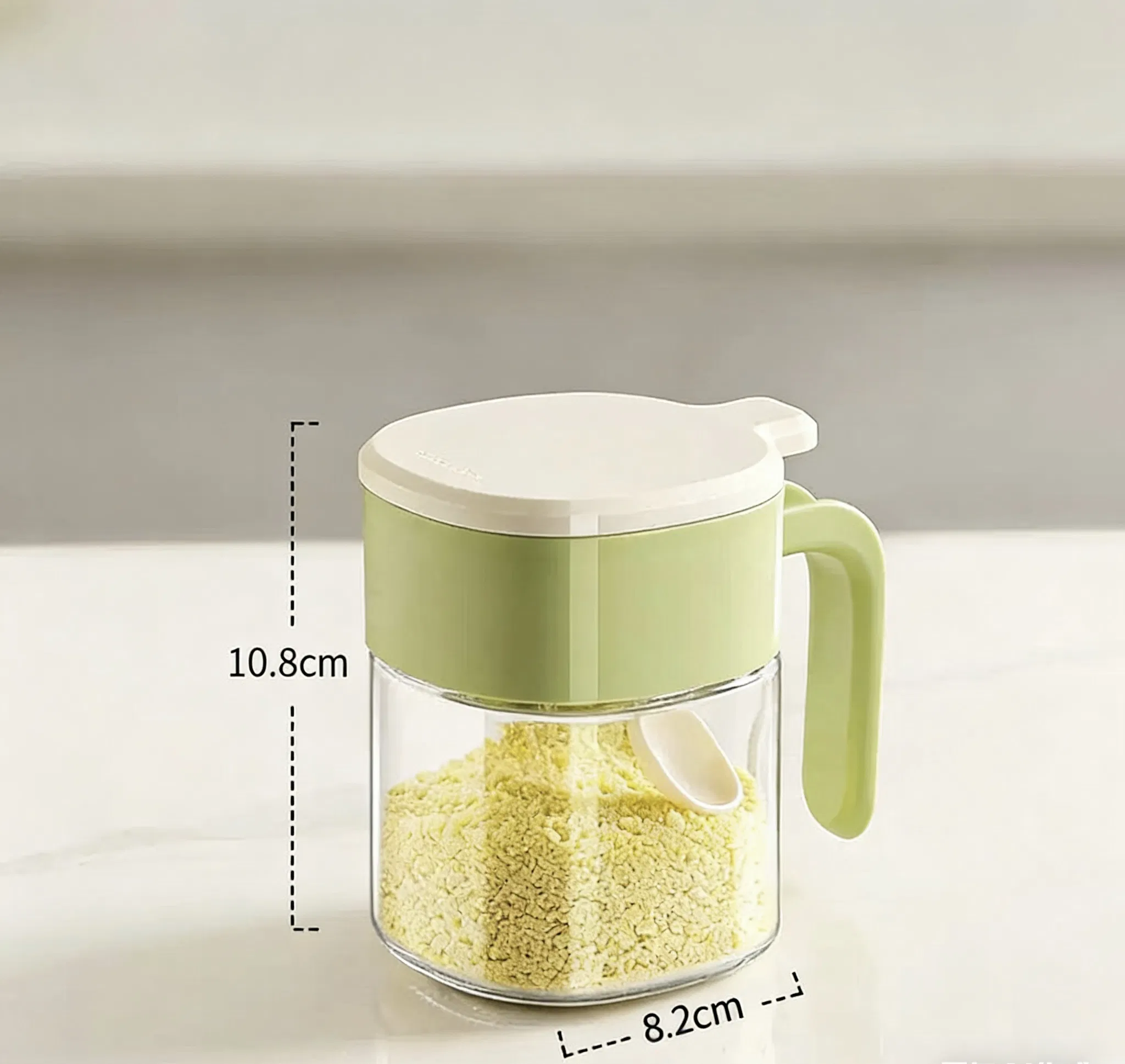 Household Kitchen Seasoning Bottle, Glass Seasoning Jar, Moisture-Proof and Sealed Salt Jar, with Spoon - Seasoning Bottle