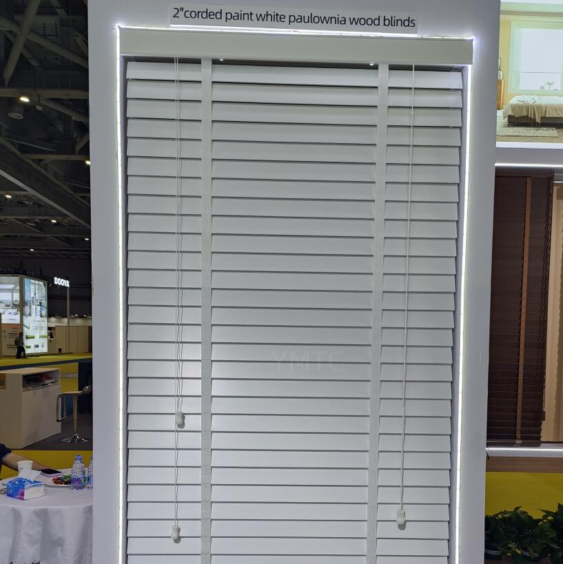 Ymtc Factory Cheap 24"W X 60"H 2inch White Corded Paulownia Wood Blinds