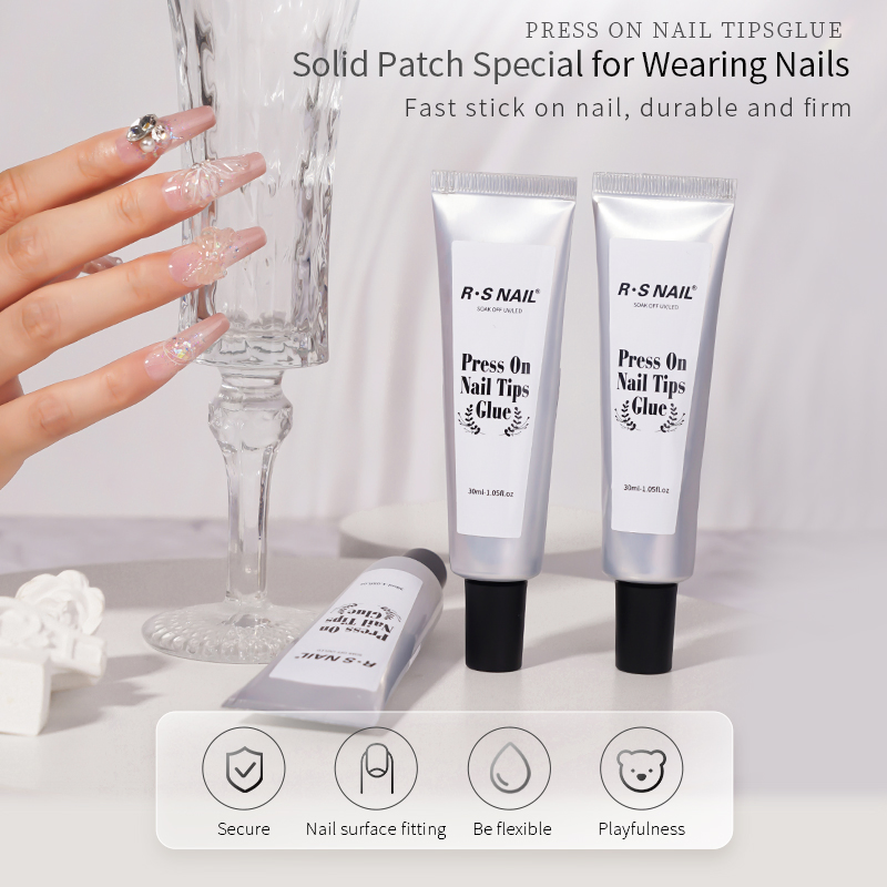 R S Nail OEM ODM 30g Press on Nail Gel Tips Glue UV Gel Polish Nail Extension Adhesive Diamond Gel Nail Glue for Nail Art Salon
