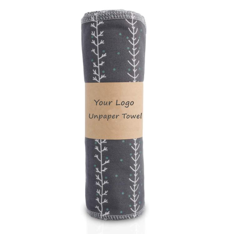 Custom Organic Cotton Flannel Reusable Unpaper Towels Roll Washable Alternative Paper Towel Bamboo Paperless Kitchen Cloth Wipes