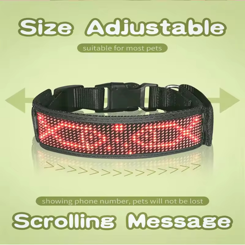 New Scrolling Message Small Medium Large Dogs Smart APP LED Band