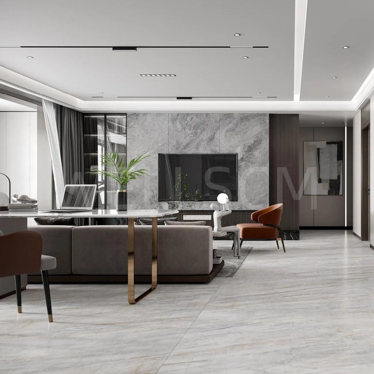 Foshan Sintered Stone Porcelain Full Body Modern Granite Sintered Stone Tile for Living Room Floor Tiles with Glazed Finish