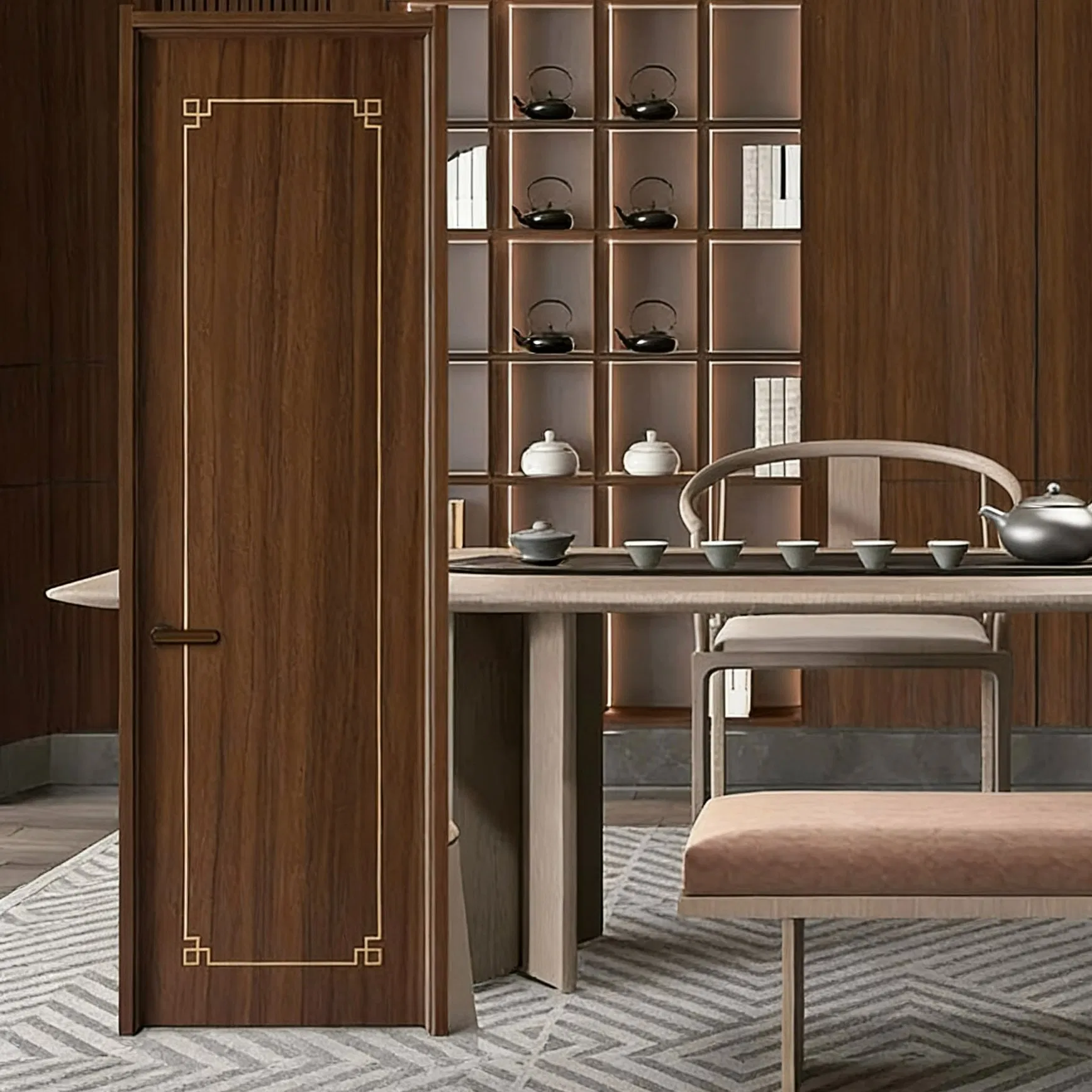 Stylish Warp-Resistant Moisture-Proof Quality Modern Flat Panel Door for Villas