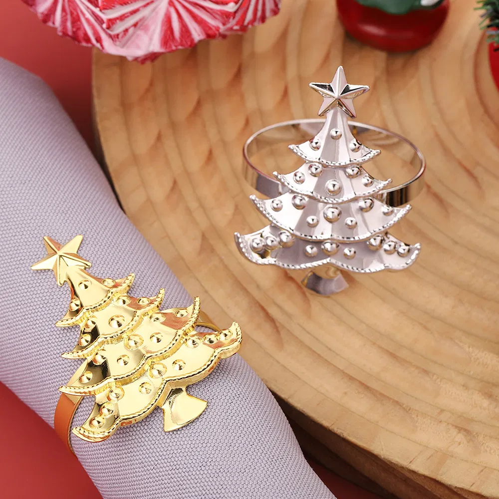 Christmas Tree Napkin Rings Gold Napkin Buckle Table Decorations