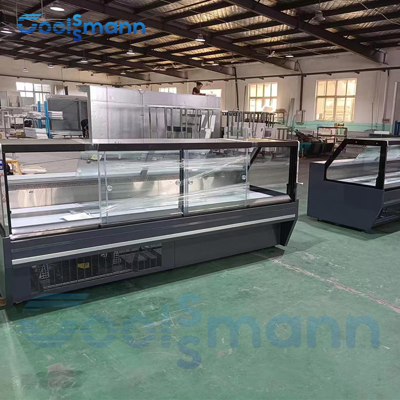 Commercial Supermarket Delicatessen Display Glass Door Chiller Meat Chiller Fridge Butcher Service Counter