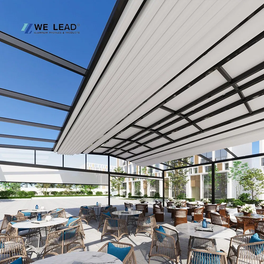 Weleadalu Smart Curved Roof Retractable Gazebo with Motorized System