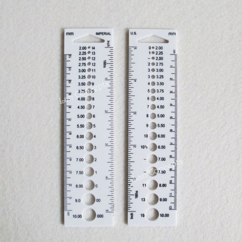Plastic Ruler Knitting Needle Gauge Inch Cm mm Ruler Tool All in One
