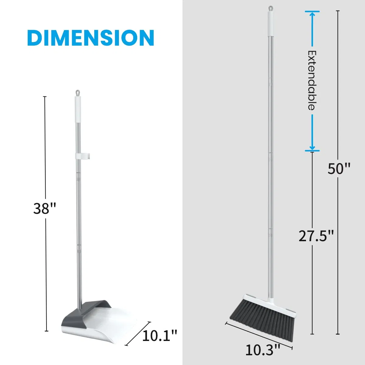 Stand up Dustpan and Broom Set Handle Broom with Dust Pan