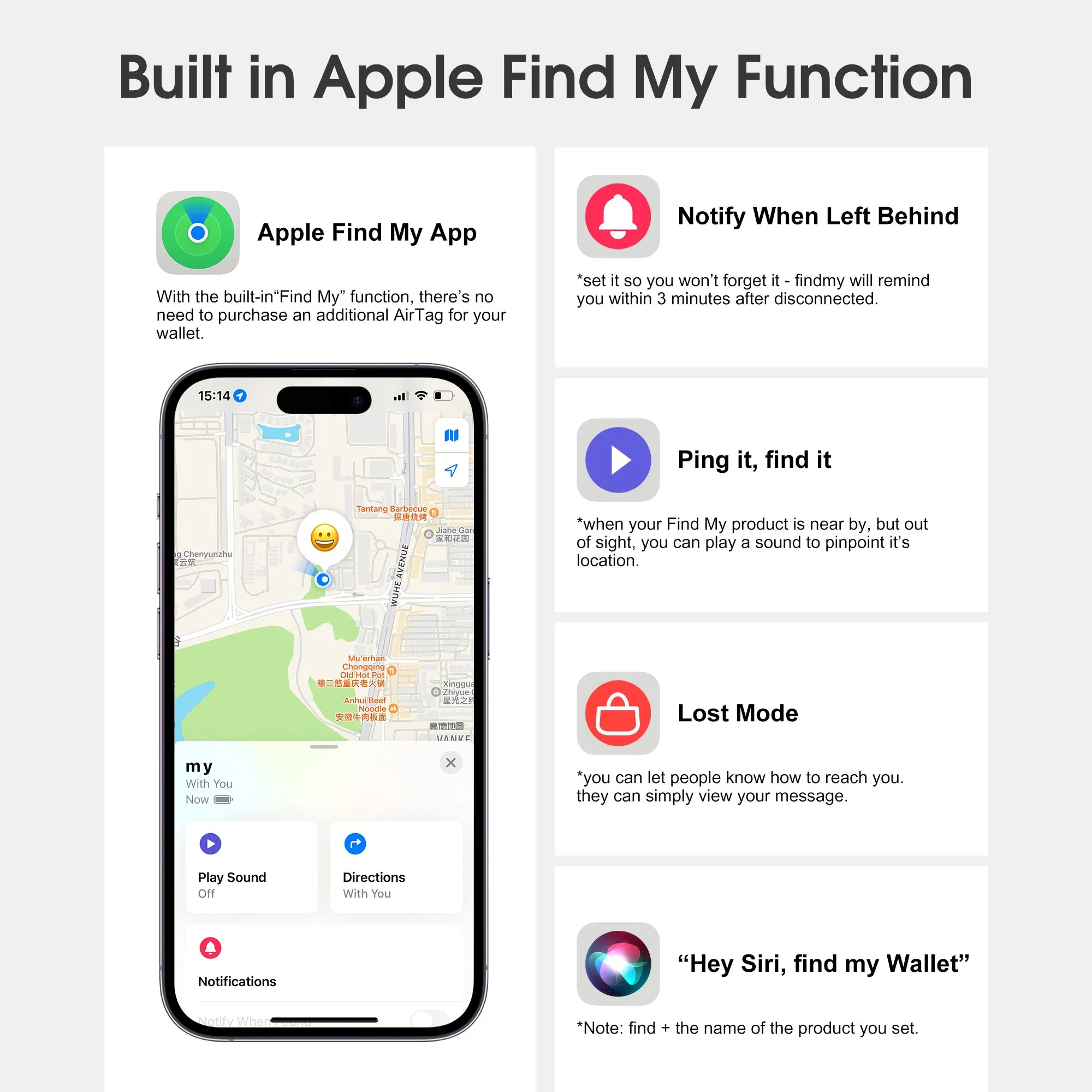 New Find My GPS Location PU Leather Magnet for Smart Phone ID Card Holder Wallet