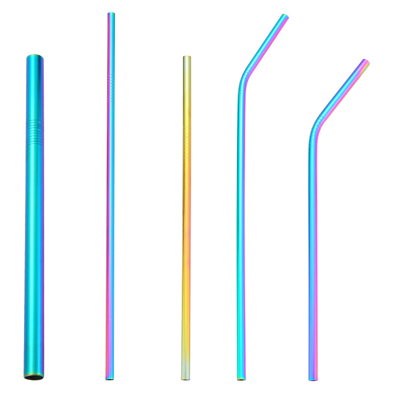 Supplier Portable Colorful Reusable Foldable Drinking Straws Metal Stainless Steel with Cleaning Brush for Sale