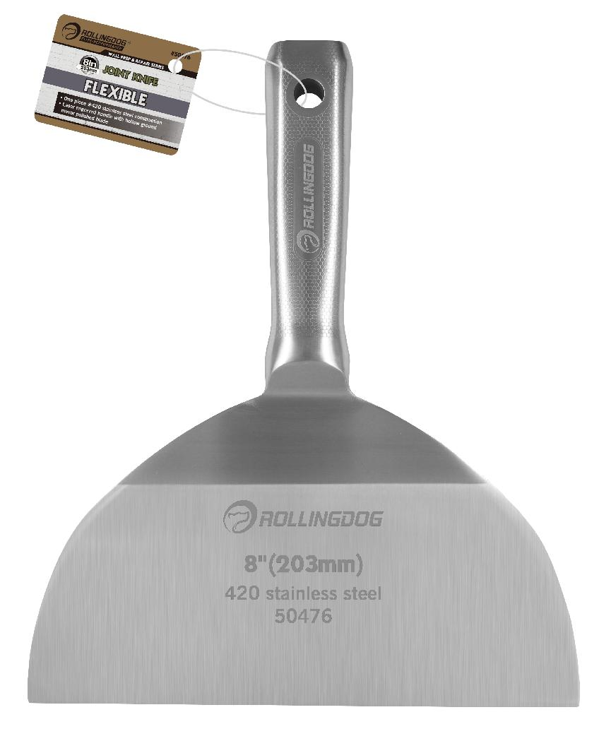 Rolingdog-Elite 50476 Stainless Steel 8 Inch Putty Knife Flexible All-Metal Mirror Polished