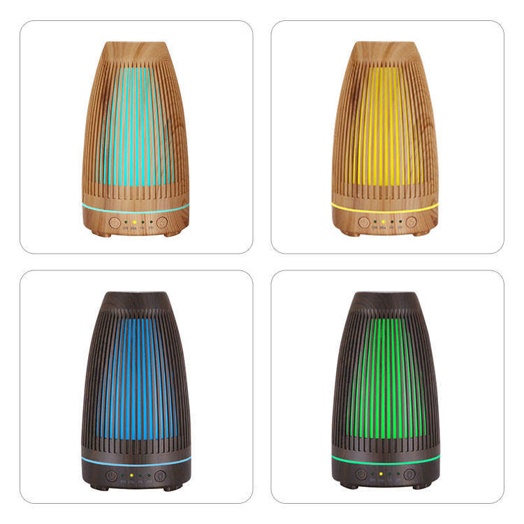Ultrasonic Wood LED Humidifier Diffuser Aroma Diffuser Fragrant Air Flame Humidifier Essential Oil Diffuser Portable Humidifier