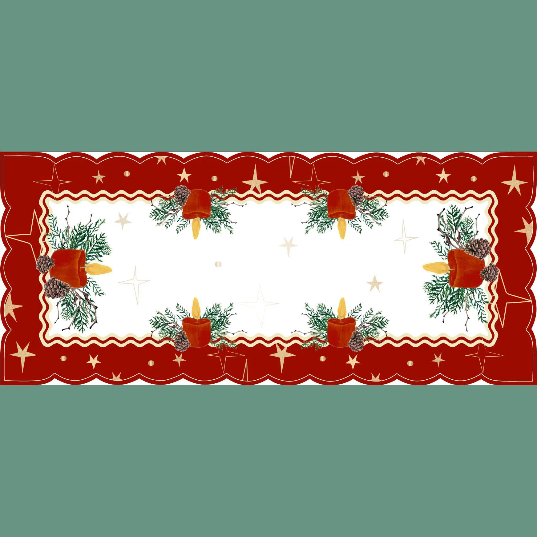 Merry Christmas Candle Digital Printed Placemat Christmas Goodies Recommend Table Mat