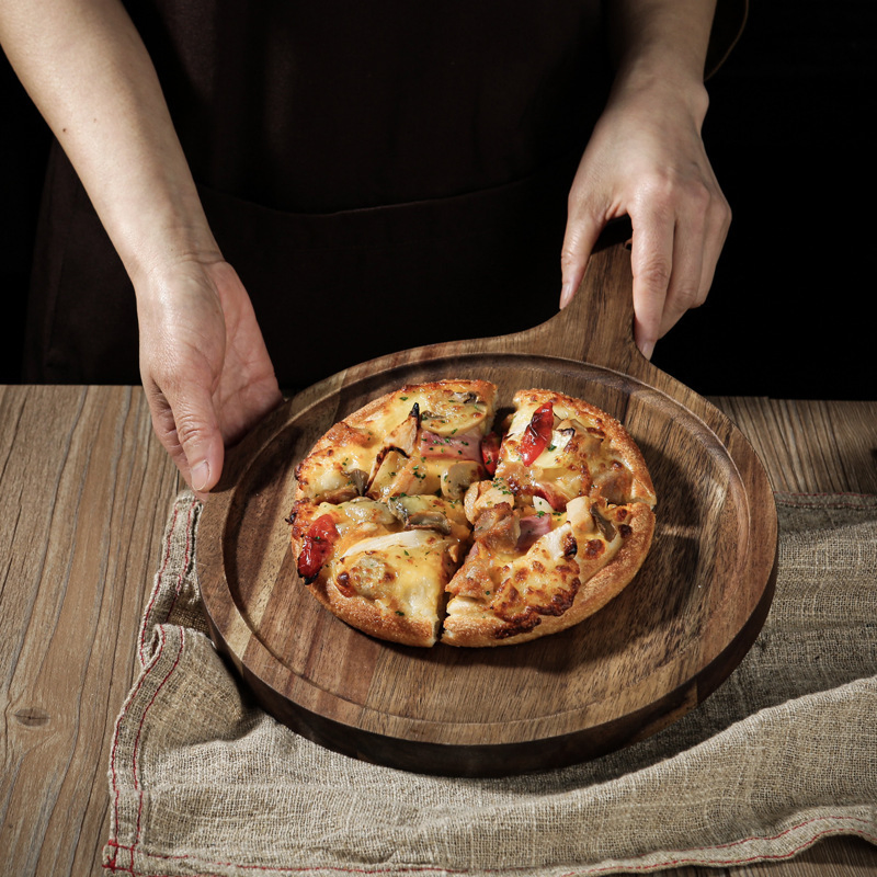 Household Japanese-Style Wooden Plate Rectangular Plate Pizza Wooden Tray Steak Dinner Plate