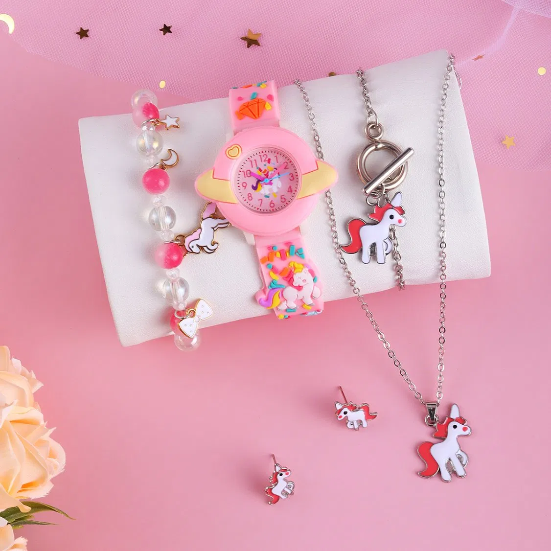 Pink Unicorn Watch Set Cartoon Cute Accessories