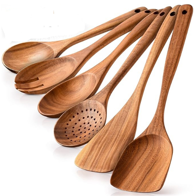 Kitchen Tools Accessories Nonstick Natural and Healthy Acacia Wood Kitchen Cookware Utensils Set Cooking Utensils