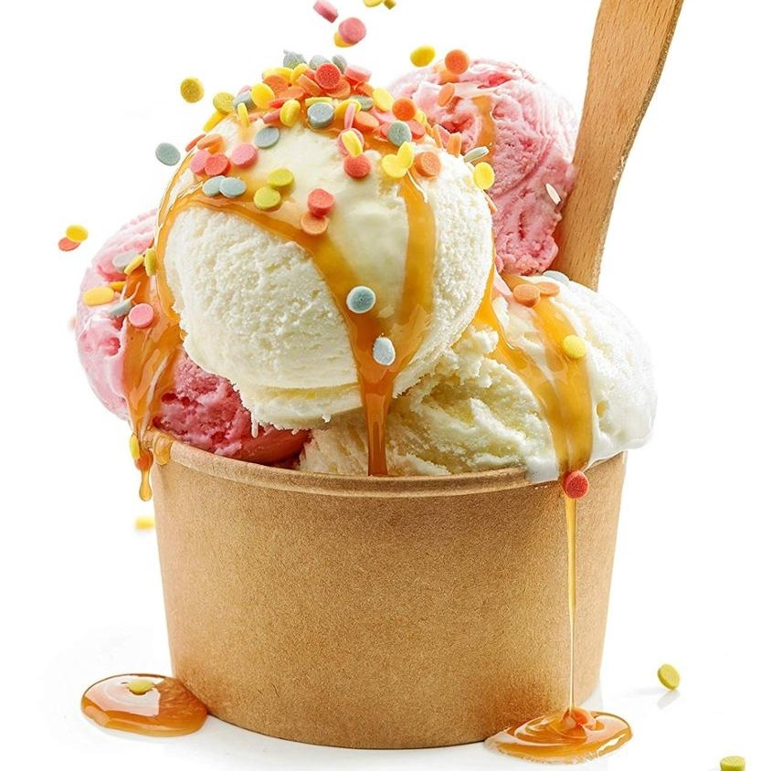 Biodegradable Yogurt Cup, Disposable Paper Bowl, Ice Cream Bowl with PP Lid