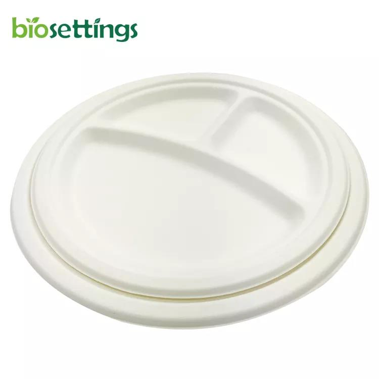 Pfas Free Reusable Biodegradable Postiche Ceramic Flower/Elephant/Fox Set Rim Divided Kids Charger Bamboo Plate