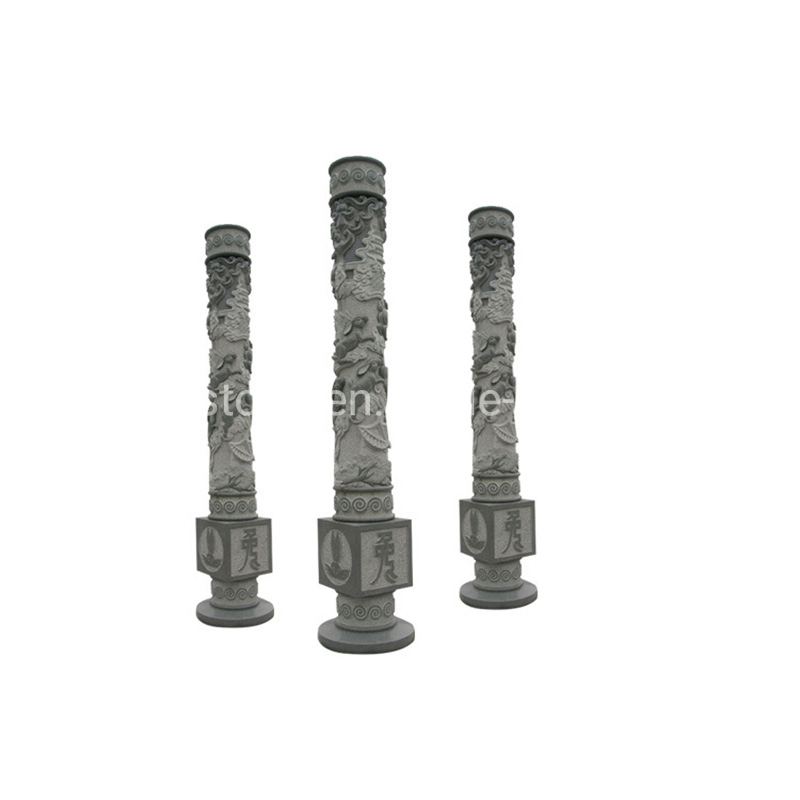 Hand Carved Chinese Style Marble Column with Dragon Relief
