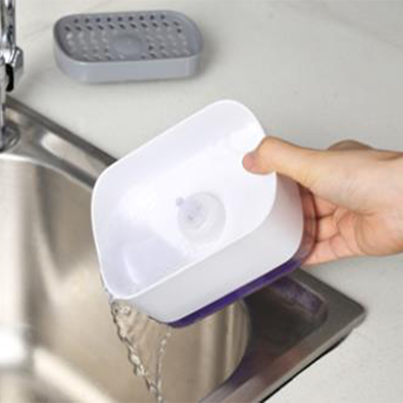 Kitchen Sink Sponge Holder Pump Instant Refill Durable Rustproof Manual Soap Dispenser Sponge Holder 2 in 1