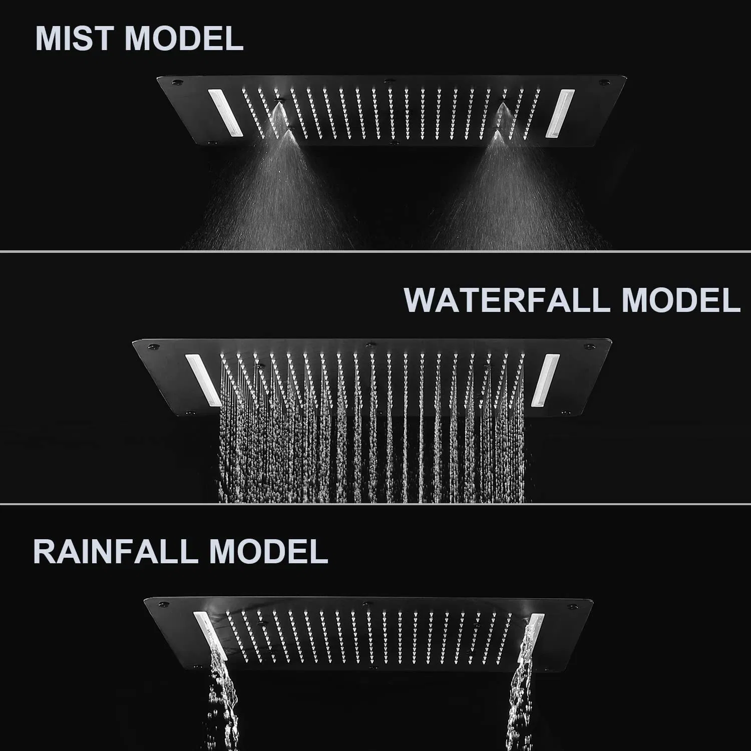 Concealed Brushed Nickel Shower System with Body Jets Large 15X28 Inch Multi-Function Luxury Shower Faucet Set Ceiling Rain Shower Bathroom Accessories