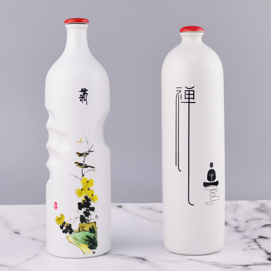 Custom 750 Ml Luxury Ceramic White Olive Oil Bottle