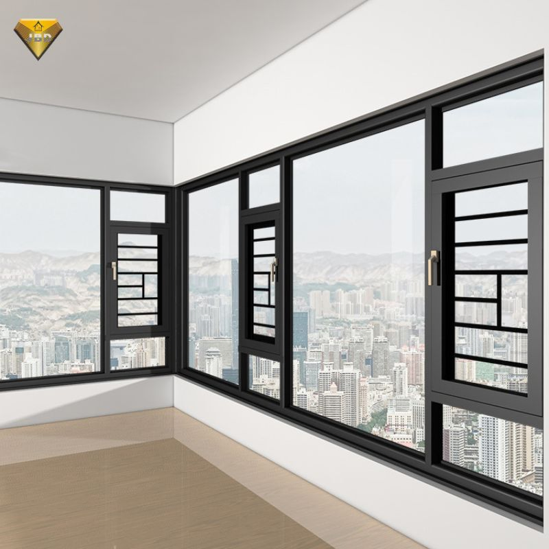 Hurricane Impact PVC Casement Window with Grille - Super Strong, White Frame for Residential Use