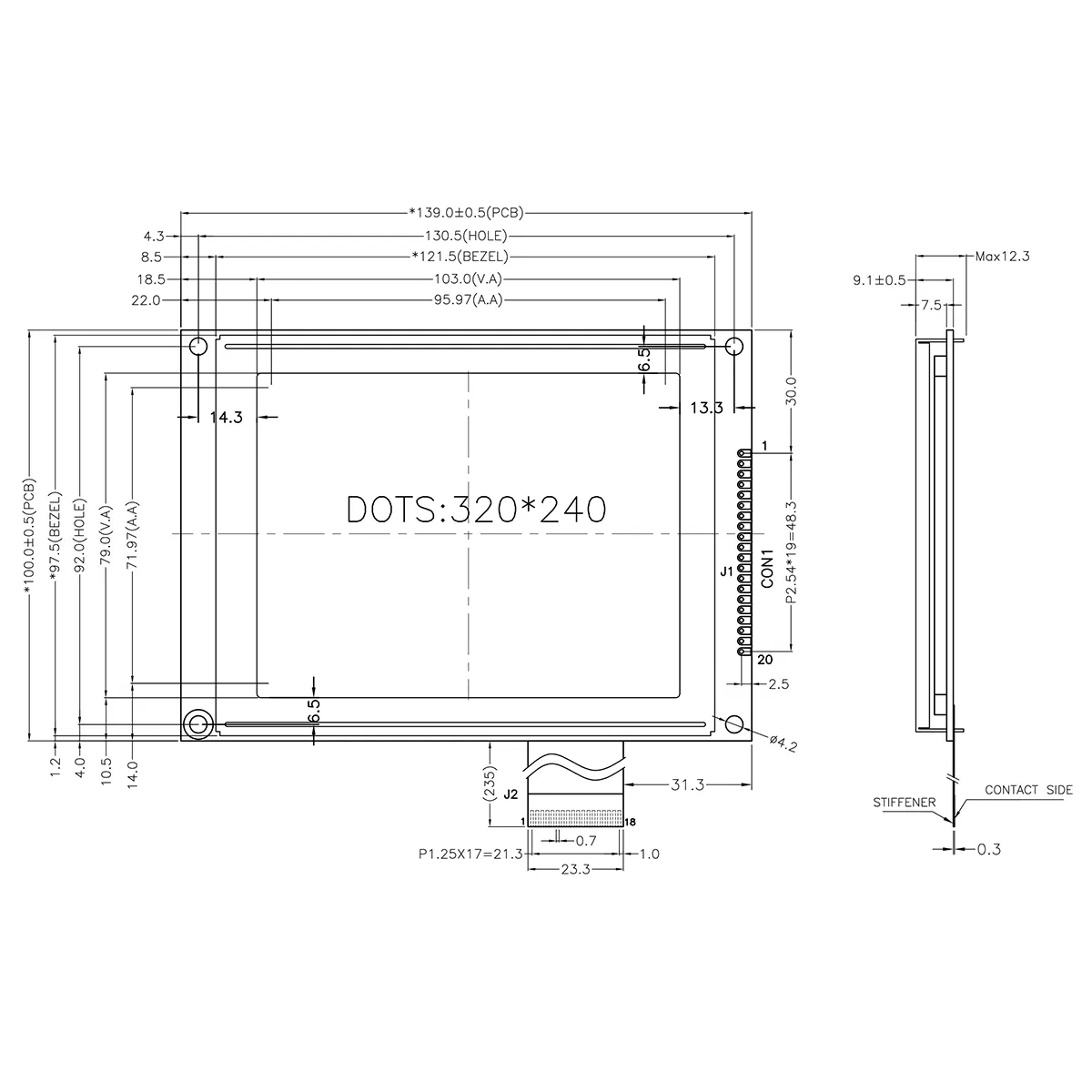 Модуль LCD дисплея 320x240 Ra8835, 4/8-бит