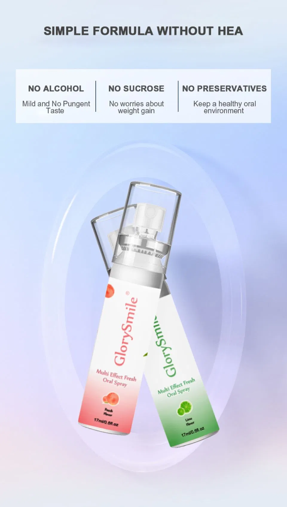 Portable 17ml Cool Mint Breath Spray No Sucrose Clean Breath Spray Mouth Spray for Bad Breath