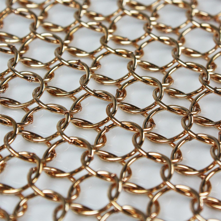 Brass Metal Mesh Curtain Fabrics Chain Mail Ring Mesh Curtain for Dividers