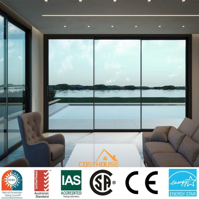 Australia Standard Aluminium Sliding Glass Doors Weatherproof Bushfire Rated Windows Energy Saving for Coastal House Projects