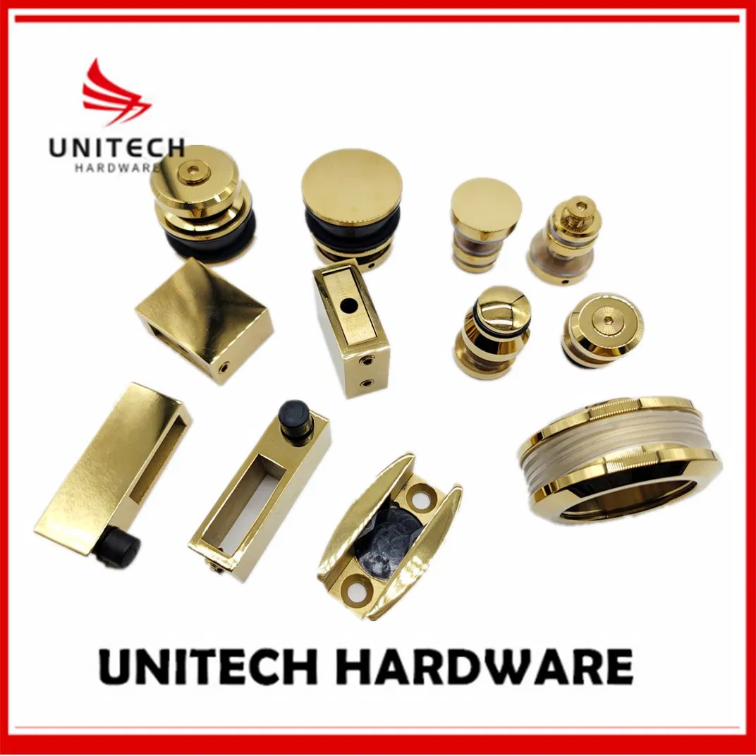 Golden Bathroom Glass Sliding Door Roller Whee Land Clamp Fittings Accessories Kit