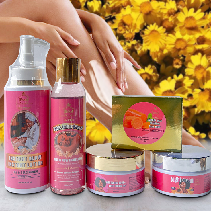 Effective Whitening Acne Skin Care Set for Caramel Skin Private Label Brightening Hydrating Natural Herbal Carotene Skin Care Sets