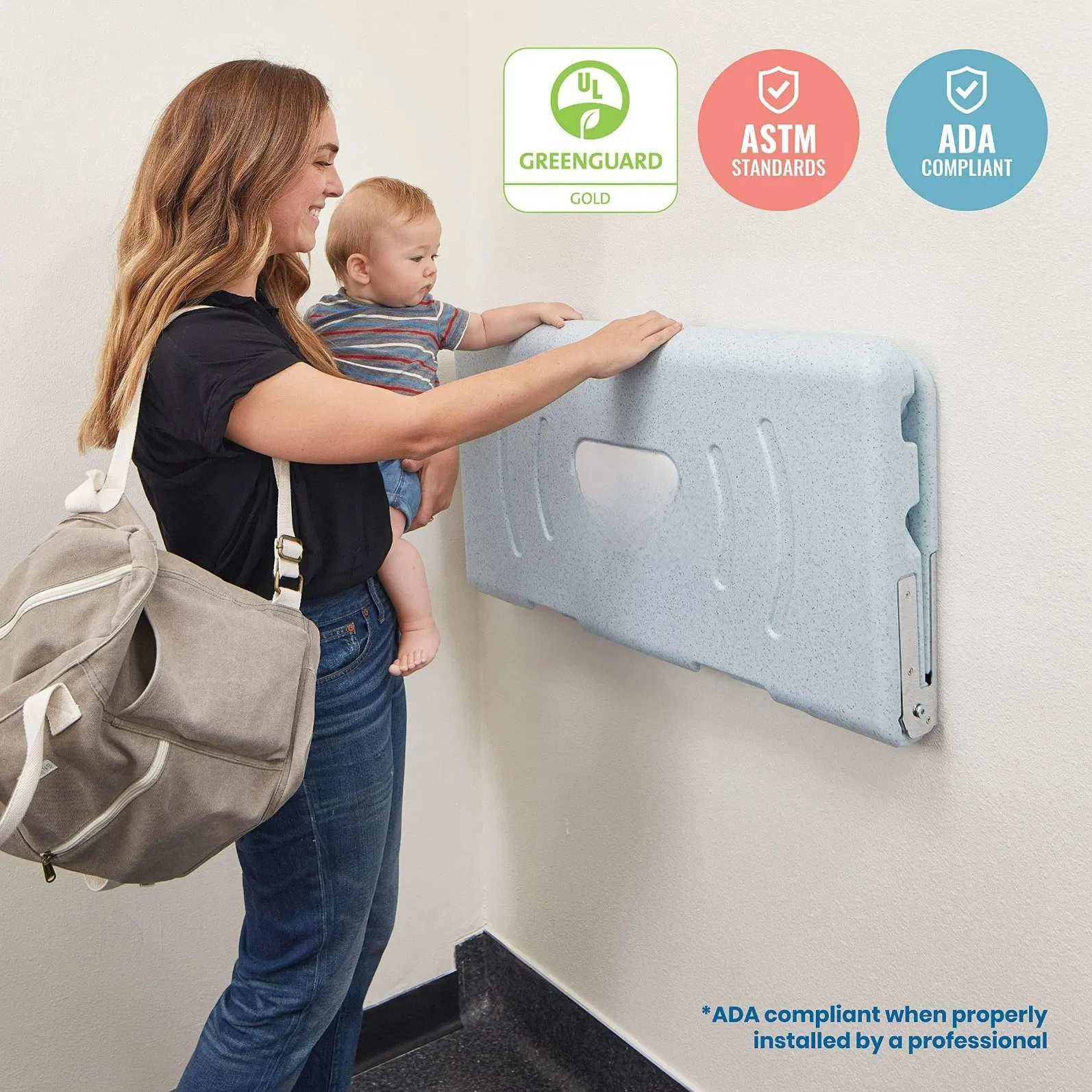 Elr-18004 Horizontal Fold-Down Diaper Safety Straps Wall-Mounted Baby Changing Station