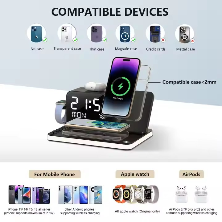 Беспроводная зарядная станция Bezosmax 010, 30W, 7 в 1