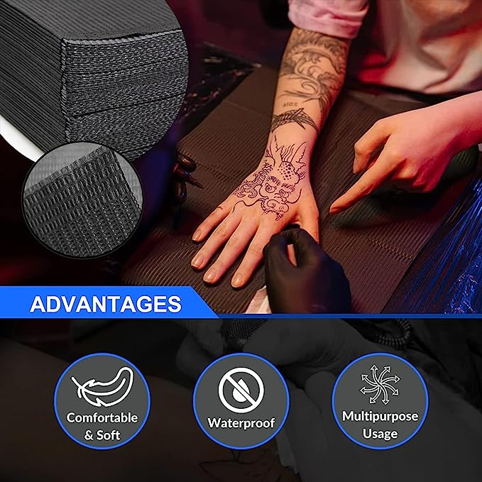 Premium Disposable Patient Apron Waterproof Black Tattoo Bibs 3 Ply