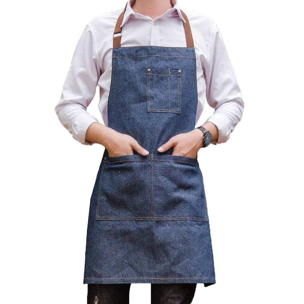 Wholesale Manufacturer Customized Denim Adjustable Bib BBQ Kitchen Garden Work Apron