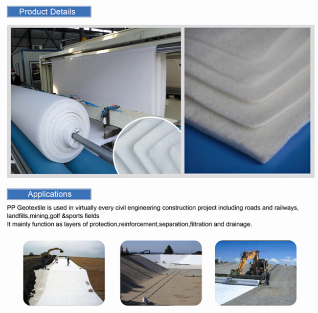 Polyester Staple Fiber Needle Punched Nonwoven Geotextile Filter Fabric